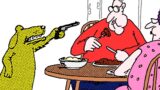 Fumetti divertenti di far side sui pericolosi animali domestici