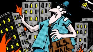 Fumetti brillanti di far side che rendono divertenti le sommossa