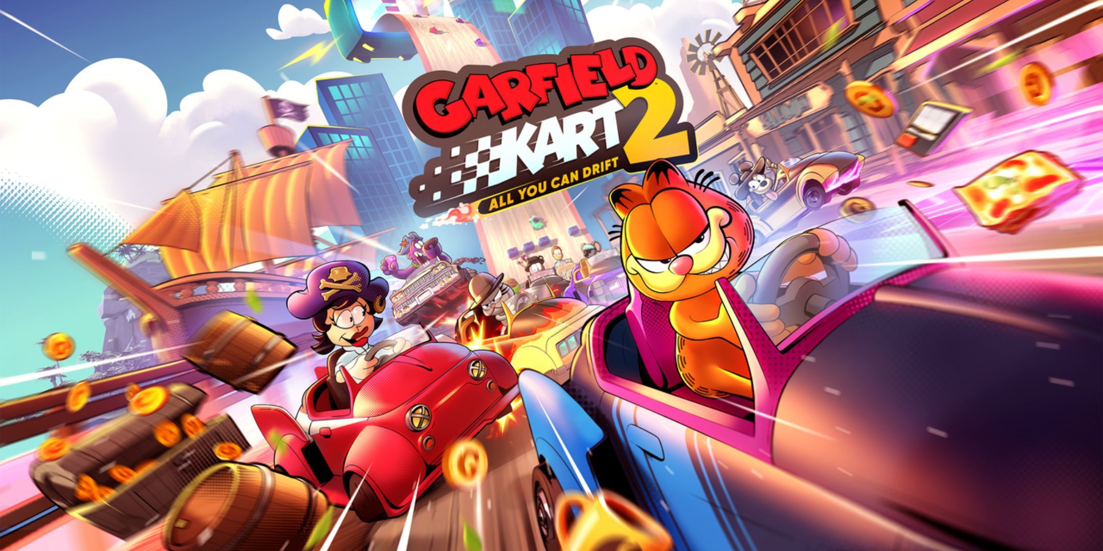 garfield kart 2 scopri il trailer del divertente caos nel racing game