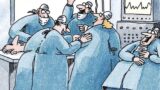 Fumetti far side che mostrano come lavorare sia una recita