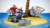 Fumetti divertenti di far side sulla lettura del giornale