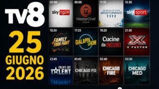 Cosa vedere stasera su TV8, 25 giugno 2026