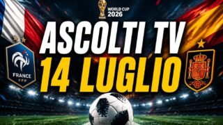 Ascolti tv 14 luglio: 48,2% di share per Francia-Spagna
