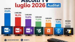 Ascolti tv luglio 2026 dati auditel aggiornati: classifica e numeri principali