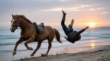 Paura per Belen: cade da cavallo in spiaggia